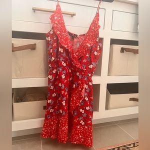 Express Spaghetti Strap Red Floral Mini Dress Size M